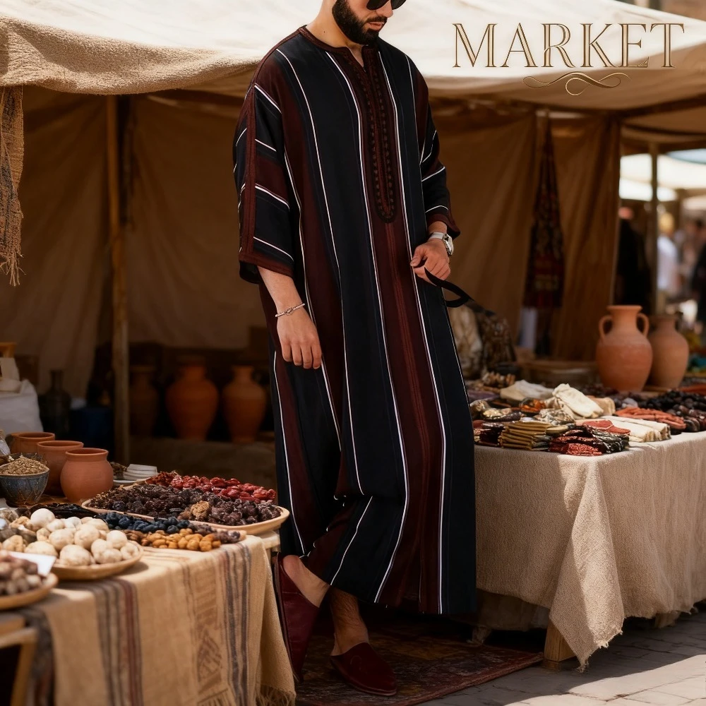 Black Striped Thobe for Men Lightweight Muslim Robe Loose Islamic Cultural Wear
Black Striped Thobe for Men Lightweight Muslim Robe Loose Islamic Cultural Wear