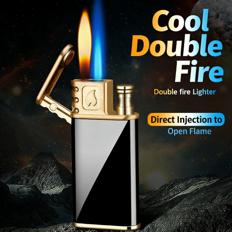 Personalized Design Switchable Dual Flame Lighter Straight Jet Windproof Refillable Butane Metal Smoking Accessory Gift
Personalized Design Switchable Dual Flame Lighter Straight Jet Windproof Refillable Butane Metal Smoking Accessory Gift
