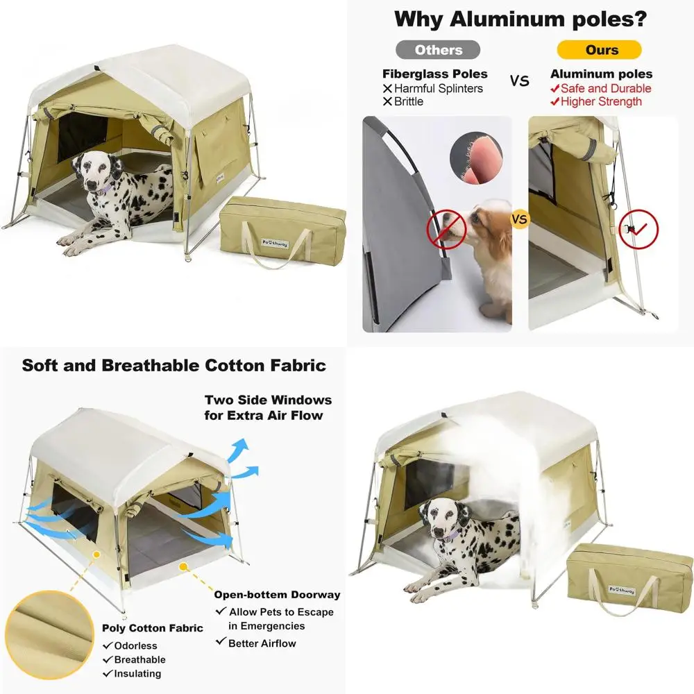 Хлопковая палатка-домик для собак с опорами, всепогодная, дышащая, с 2 боковыми окнами, портативная и складная, зеленая, большая
Хлопковая палатка-домик для собак с опорами, всепогодная, дышащая, с 2 боковыми окнами, портативная и складная, зеленая, большая