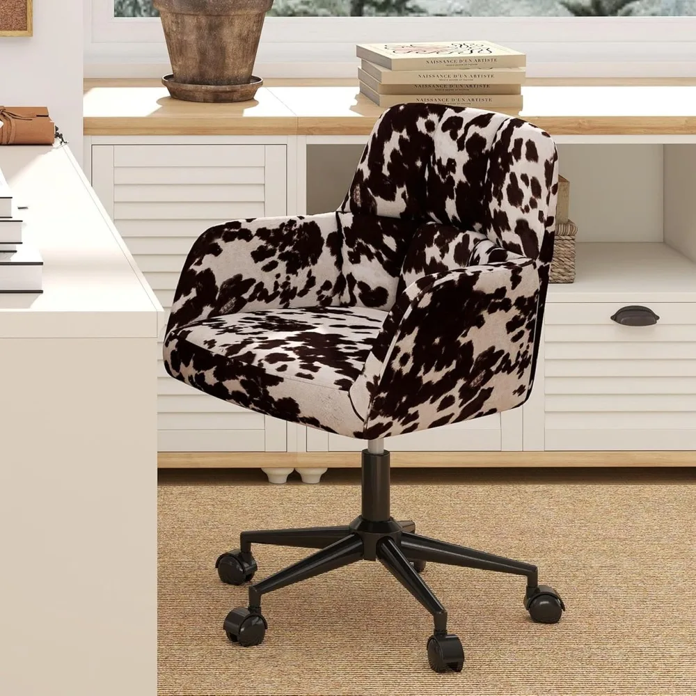 Modern Swivel Home Office Desk Chair with Wheels, Cow Print Velvet Height Adjustable Comfortable Ergonomic Upholstered Vanity Ma
Modern Swivel Home Office Desk Chair with Wheels, Cow Print Velvet Height Adjustable Comfortable Ergonomic Upholstered Vanity Ma