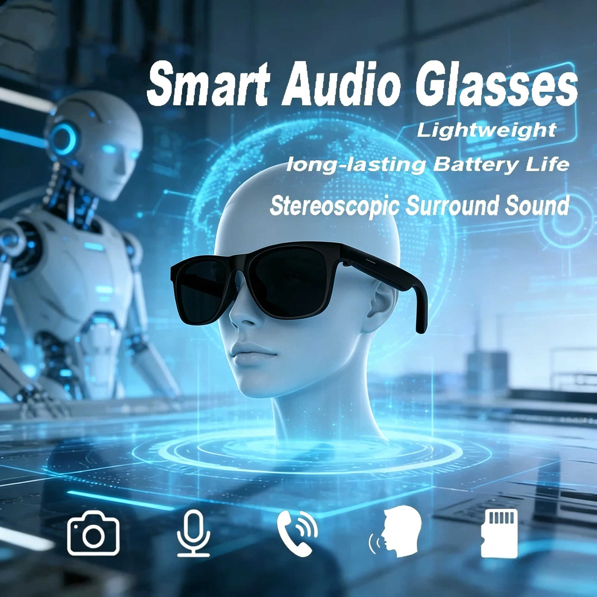 Multifunctional AI Smart Sunglasses Touch Photography Voice Assistant Bluetooth Calling Headphone For Men Women
Multifunctional AI Smart Sunglasses Touch Photography Voice Assistant Bluetooth Calling Headphone For Men Women