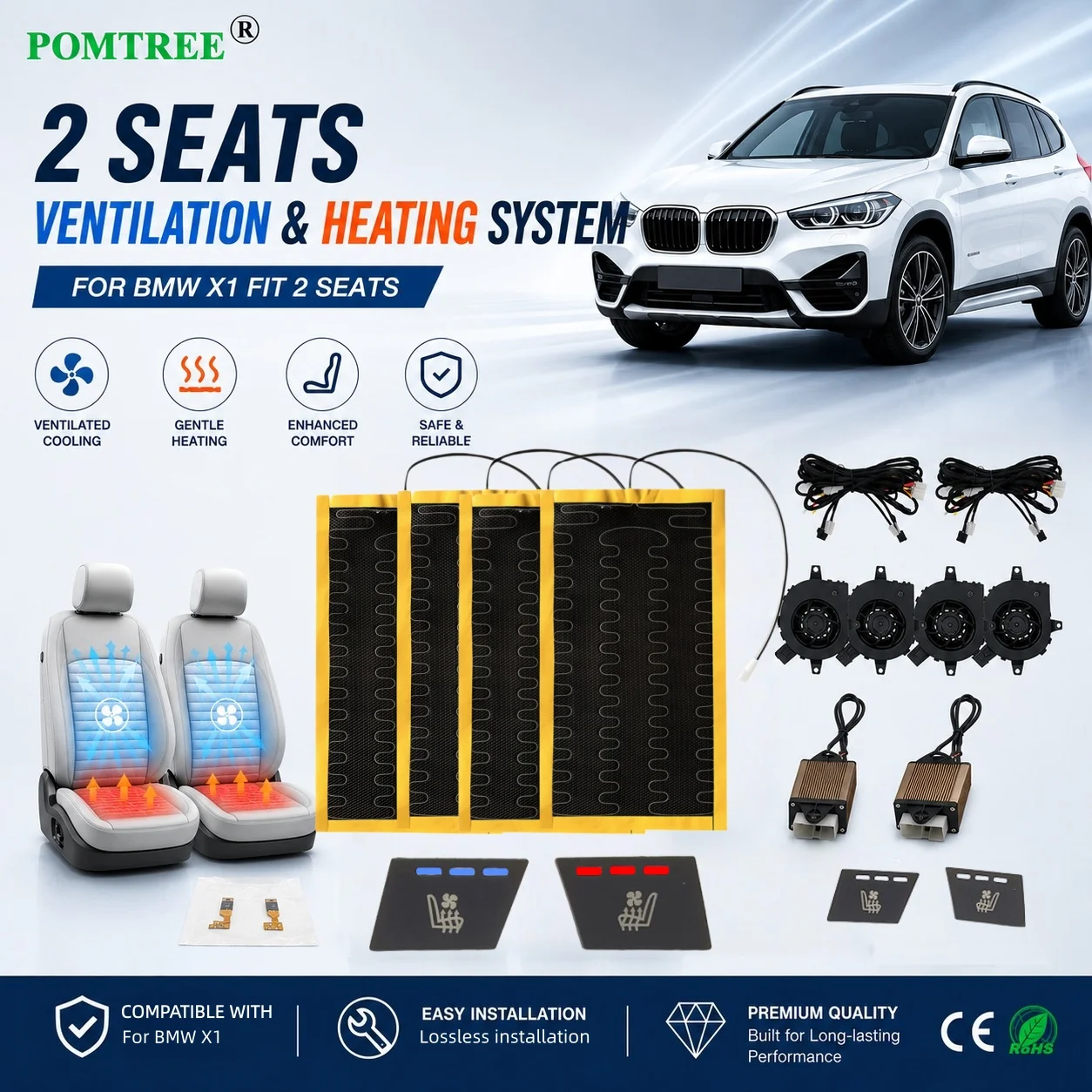 Built-in Car Seat Ventilation Cooling And Heating System Kit Fit 2 Seats,Dedicated Switch Suitable For BMW X1 Central Control
Built-in Car Seat Ventilation Cooling And Heating System Kit Fit 2 Seats,Dedicated Switch Suitable For BMW X1 Central Control