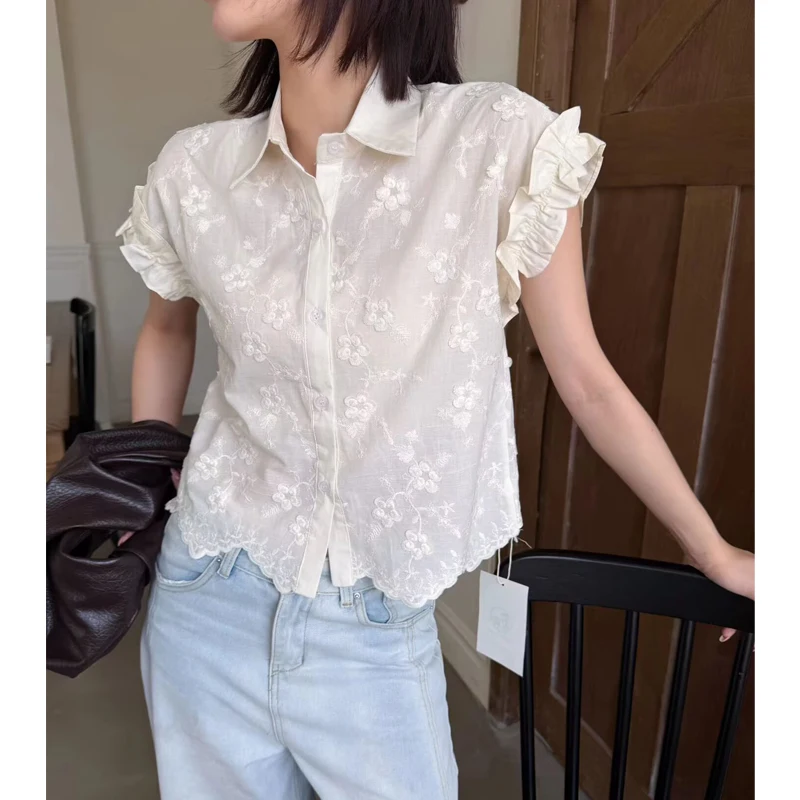 Loose Short Sleeve Floral Collar Shirt Women's Korean Style Patchwork Breathable Summer New Fashion Wood Grain Top
Loose Short Sleeve Floral Collar Shirt Women's Korean Style Patchwork Breathable Summer New Fashion Wood Grain Top