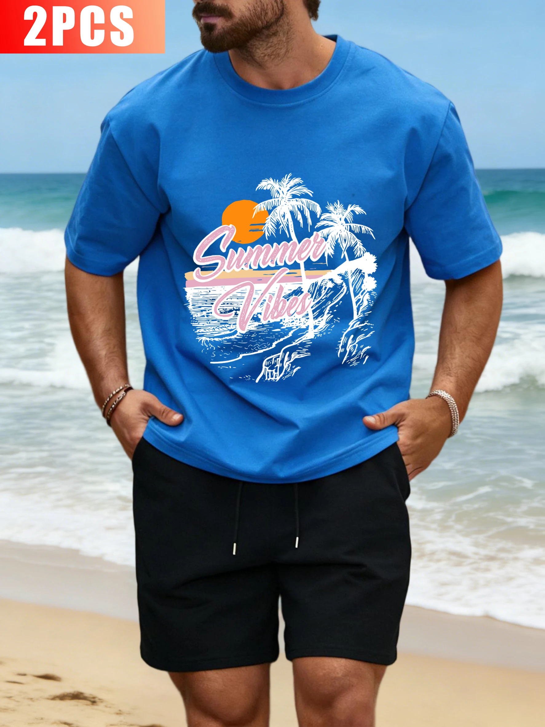 Summer Vibes Coconut Trees Sunset Print Men T-Shirt Set Summer Cotton Tee Trendy Loose Drawstring Pants Casual Unisex Clothes
Summer Vibes Coconut Trees Sunset Print Men T-Shirt Set Summer Cotton Tee Trendy Loose Drawstring Pants Casual Unisex Clothes