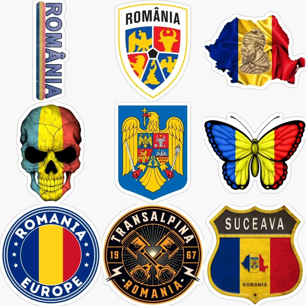 Romania GR Flag Map National Emblem Skull Stickers Wall Room Truck Camper Van Bicycle Motorcycle Car Helmet PVC Decal Assecories
Romania GR Flag Map National Emblem Skull Stickers Wall Room Truck Camper Van Bicycle Motorcycle Car Helmet PVC Decal Assecories
