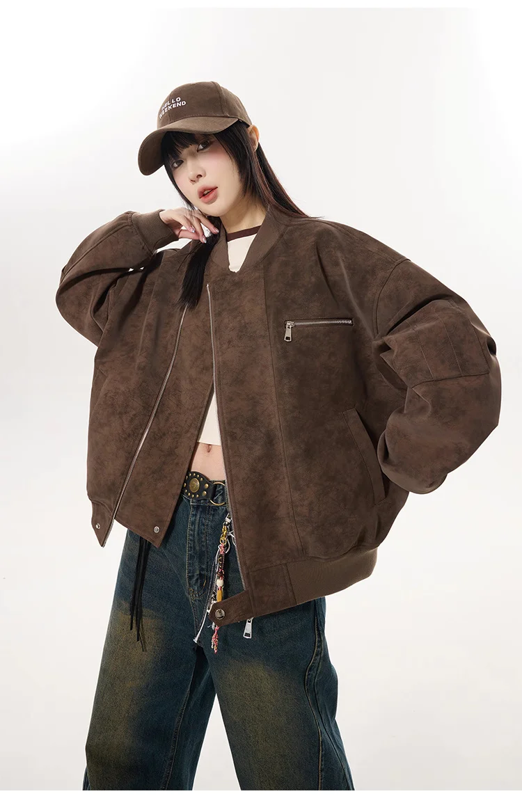 Bomber Jackets Womens Jacket Fleece Autumn Canvas Spliced Batwing Leisure Korean Style Drop-Shoulder Lovely Youthful Girlish Ins
Bomber Jackets Womens Jacket Fleece Autumn Canvas Spliced Batwing Leisure Korean Style Drop-Shoulder Lovely Youthful Girlish Ins