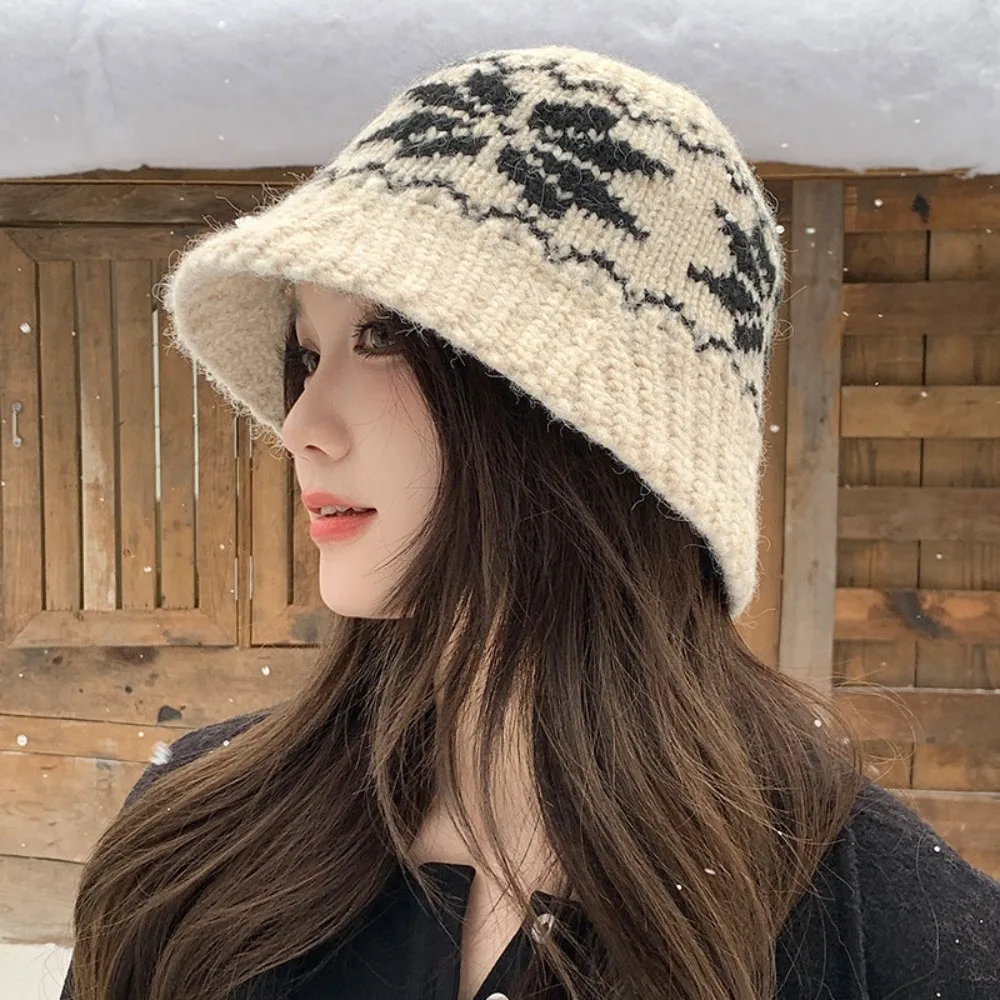 Sweet Warm Snowflake Jacquard Knitted Hat Printed Wool Jacquard Pattern Beanies Korean Vintage Printing Knit Cap Girls
Sweet Warm Snowflake Jacquard Knitted Hat Printed Wool Jacquard Pattern Beanies Korean Vintage Printing Knit Cap Girls