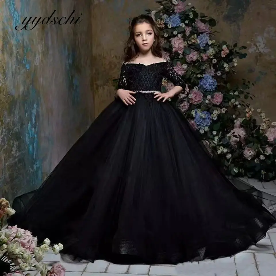 Black Off The Shoulder Flower Girl Dresses 2024 For Wedding Tulle Kids Pageant Prom Dress Elegant Ball Gown Vestidos De Novia
Black Off The Shoulder Flower Girl Dresses 2024 For Wedding Tulle Kids Pageant Prom Dress Elegant Ball Gown Vestidos De Novia