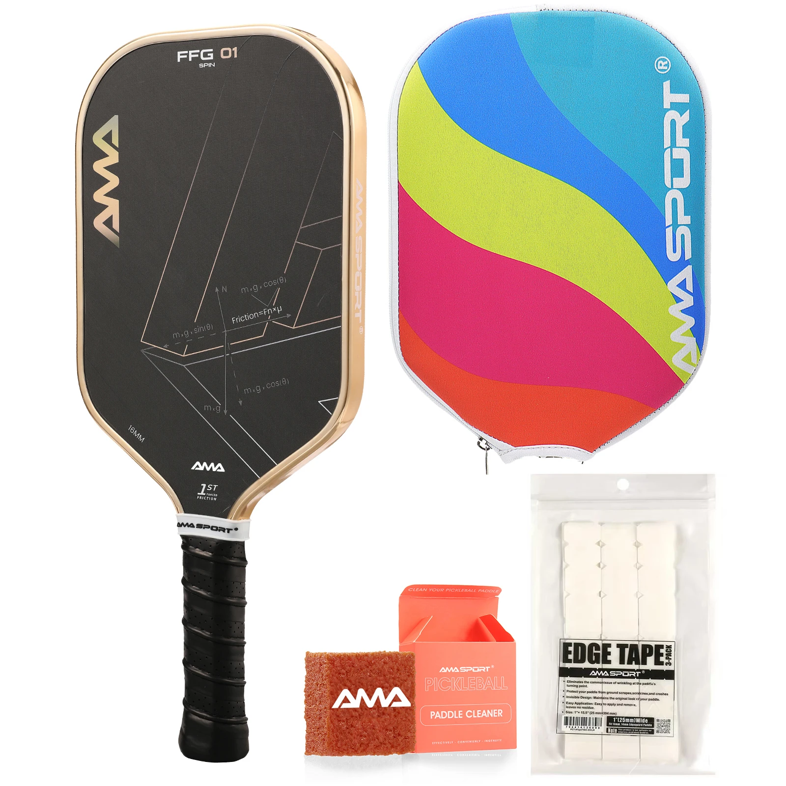 AMA SPORT 16mm Pickleball Paddle T700 Carbon Fiber & 45° Forced Friction Surface, Electroplated Edging, Enhanced Spin & Control
AMA SPORT 16mm Pickleball Paddle T700 Carbon Fiber & 45° Forced Friction Surface, Electroplated Edging, Enhanced Spin & Control