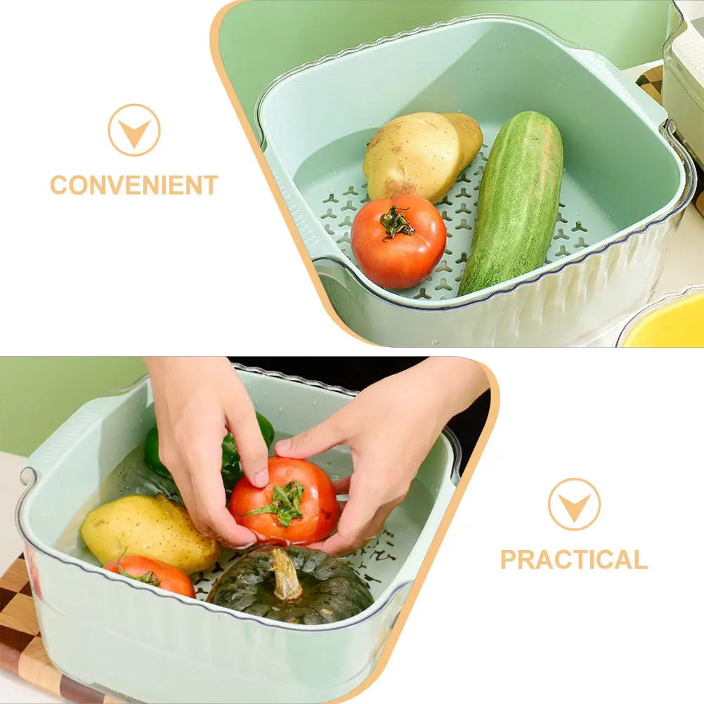 Plastic Fruit Double Layer Drain Kitchen Storage Wash Bowl Large Fruit Vegetable Green Transparent
Plastic Fruit Double Layer Drain Kitchen Storage Wash Bowl Large Fruit Vegetable Green Transparent