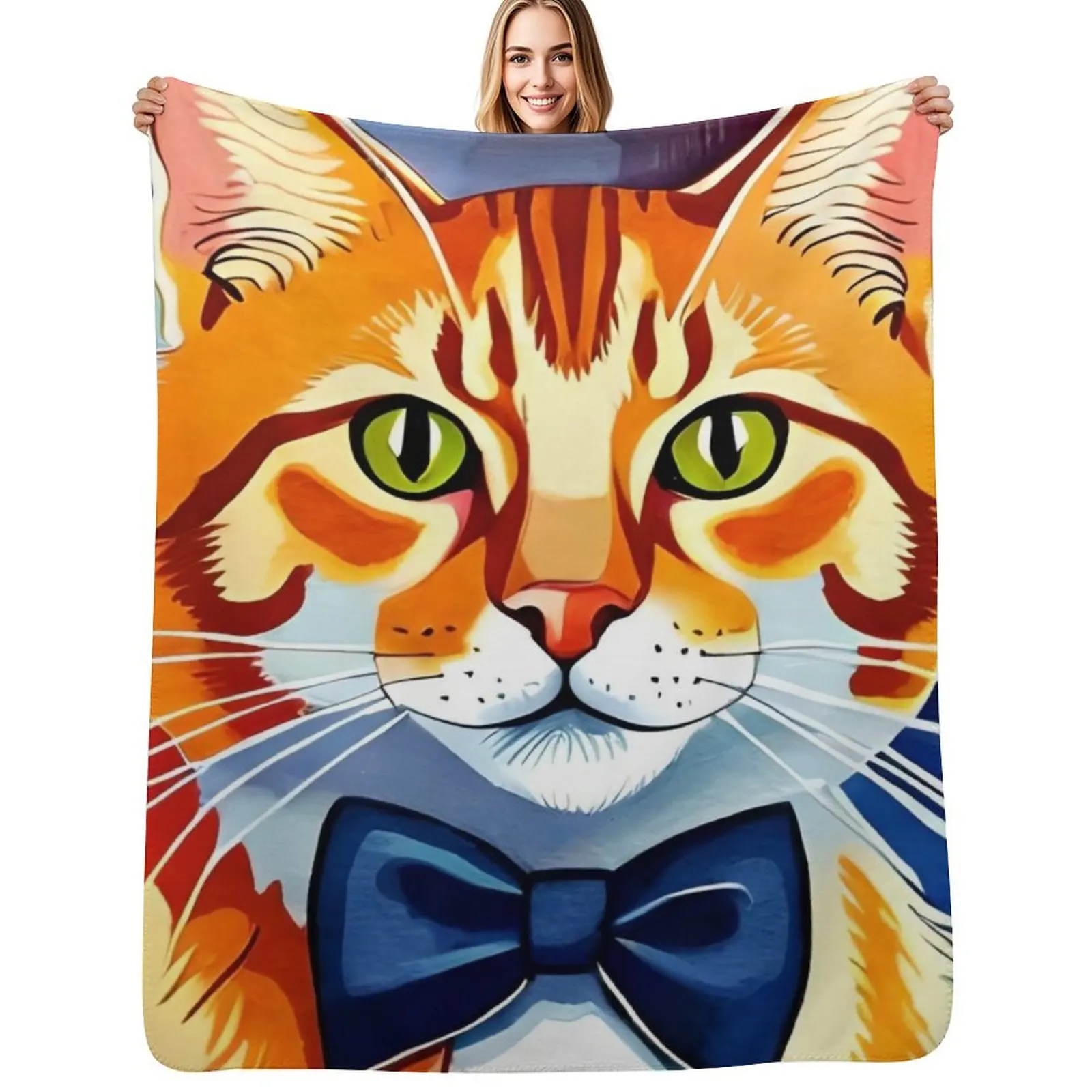 orange cat with blue bowtie, watercolor Throw Blanket Versatile Cozy Throw Blanket for All Occasions
orange cat with blue bowtie, watercolor Throw Blanket Versatile Cozy Throw Blanket for All Occasions