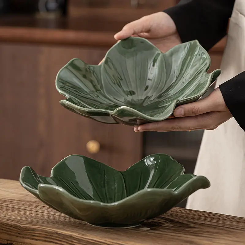 Vintage Style Dark Green Flower Plate,Large Capacity Ceramic Fruit Plate,Room Candy Plate,Restaurant Petal Shape Vegetable Plate
Vintage Style Dark Green Flower Plate,Large Capacity Ceramic Fruit Plate,Room Candy Plate,Restaurant Petal Shape Vegetable Plate