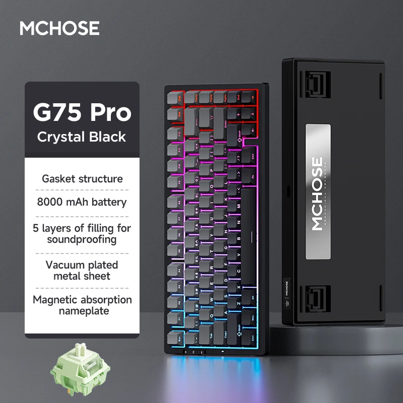 Игровая механическая клавиатура MCHose G75 Pro, трехрежимная беспроводная система с возможностью горячей замены, RGB-подсветка, эргономичный дизайн, раскладка 75%, большая батарея
Игровая механическая клавиатура MCHose G75 Pro, трехрежимная беспроводная система с возможностью горячей замены, RGB-подсветка, эргономичный дизайн, раскладка 75%, большая батарея