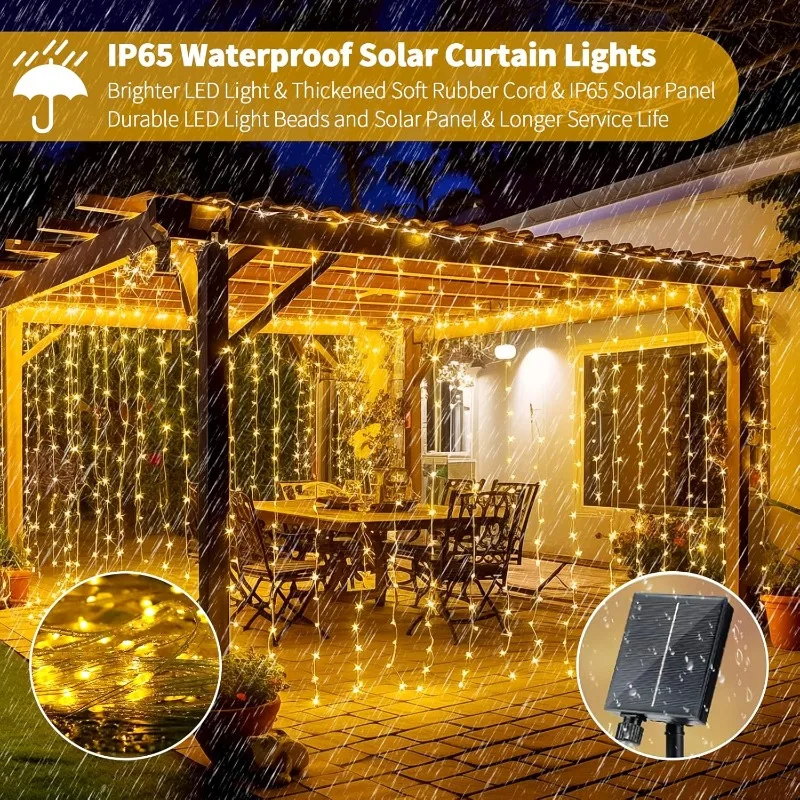 Solar Curtain Ambient String Lights 3x3M 300LED Fairy Holiday Decorations Christmas Birthday for Party Garden Wedding Decoration
Solar Curtain Ambient String Lights 3x3M 300LED Fairy Holiday Decorations Christmas Birthday for Party Garden Wedding Decoration
