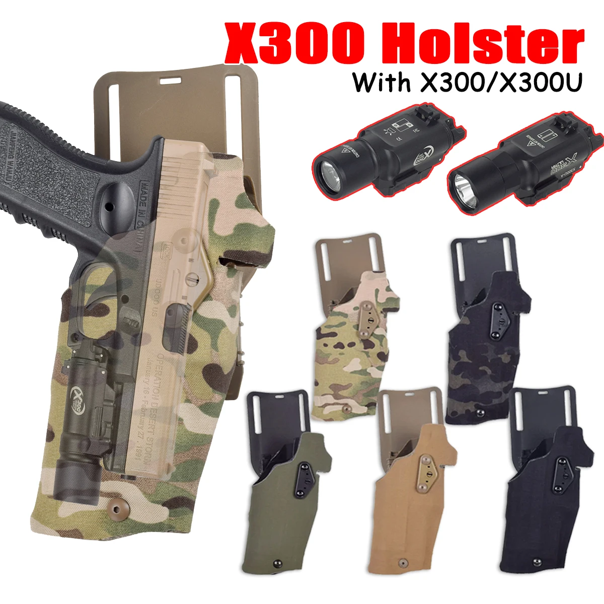 Airsoft Universal X300 Holster Right Hand Glock 17 Gen4 G19 With X300 X300U LSK 3-Hole Modular QLS Quick Release Holster Adapter
Airsoft Universal X300 Holster Right Hand Glock 17 Gen4 G19 With X300 X300U LSK 3-Hole Modular QLS Quick Release Holster Adapter