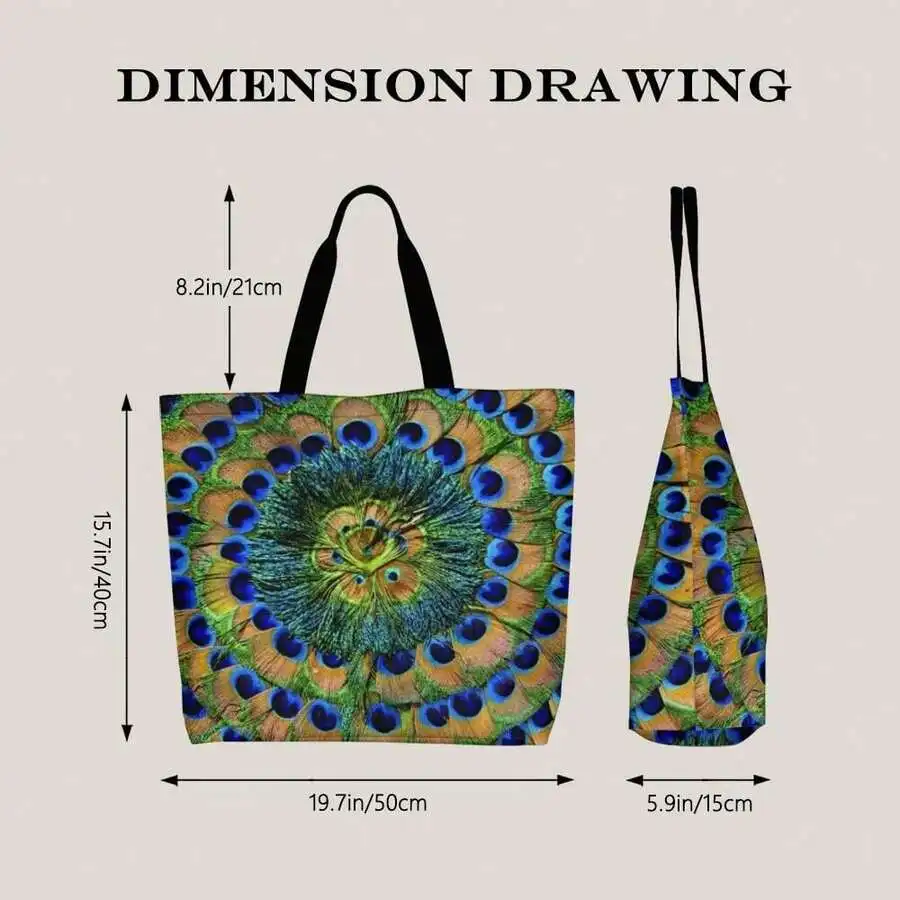 Peacock Feather Print Casual Tote Bag For Women Bohemian Style Shoulder Bag
Peacock Feather Print Casual Tote Bag For Women Bohemian Style Shoulder Bag