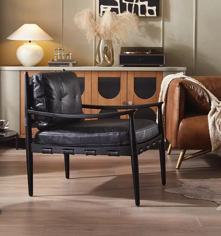 Nordic Style Retro Style All Solid Wood Armrest Brazilian First Layer Cowhide Leisure Chair American Country Leather Sofa Chair
Nordic Style Retro Style All Solid Wood Armrest Brazilian First Layer Cowhide Leisure Chair American Country Leather Sofa Chair
