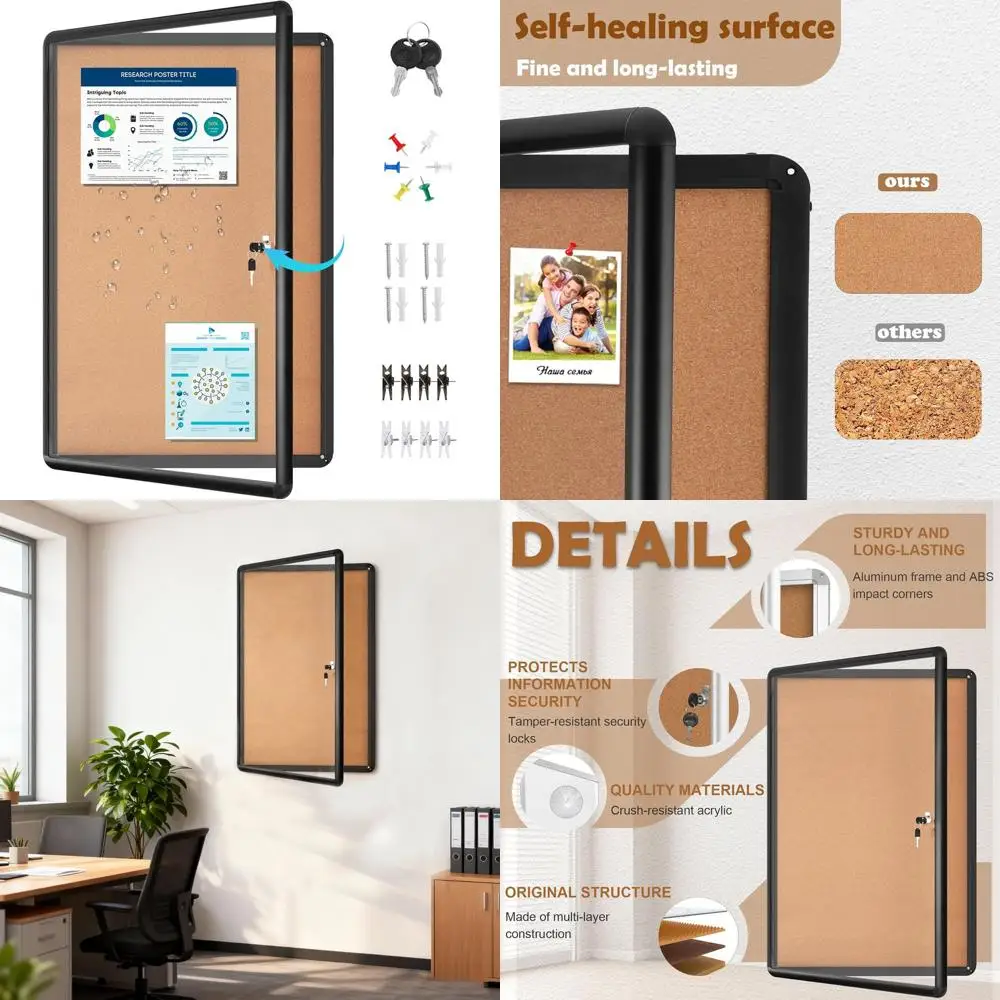24x36 Inch Secure Aluminum Framed Shatterproof Lockable Bulletin Board with Cork, Ideal for Schools and Businesses
24x36 Inch Secure Aluminum Framed Shatterproof Lockable Bulletin Board with Cork, Ideal for Schools and Businesses