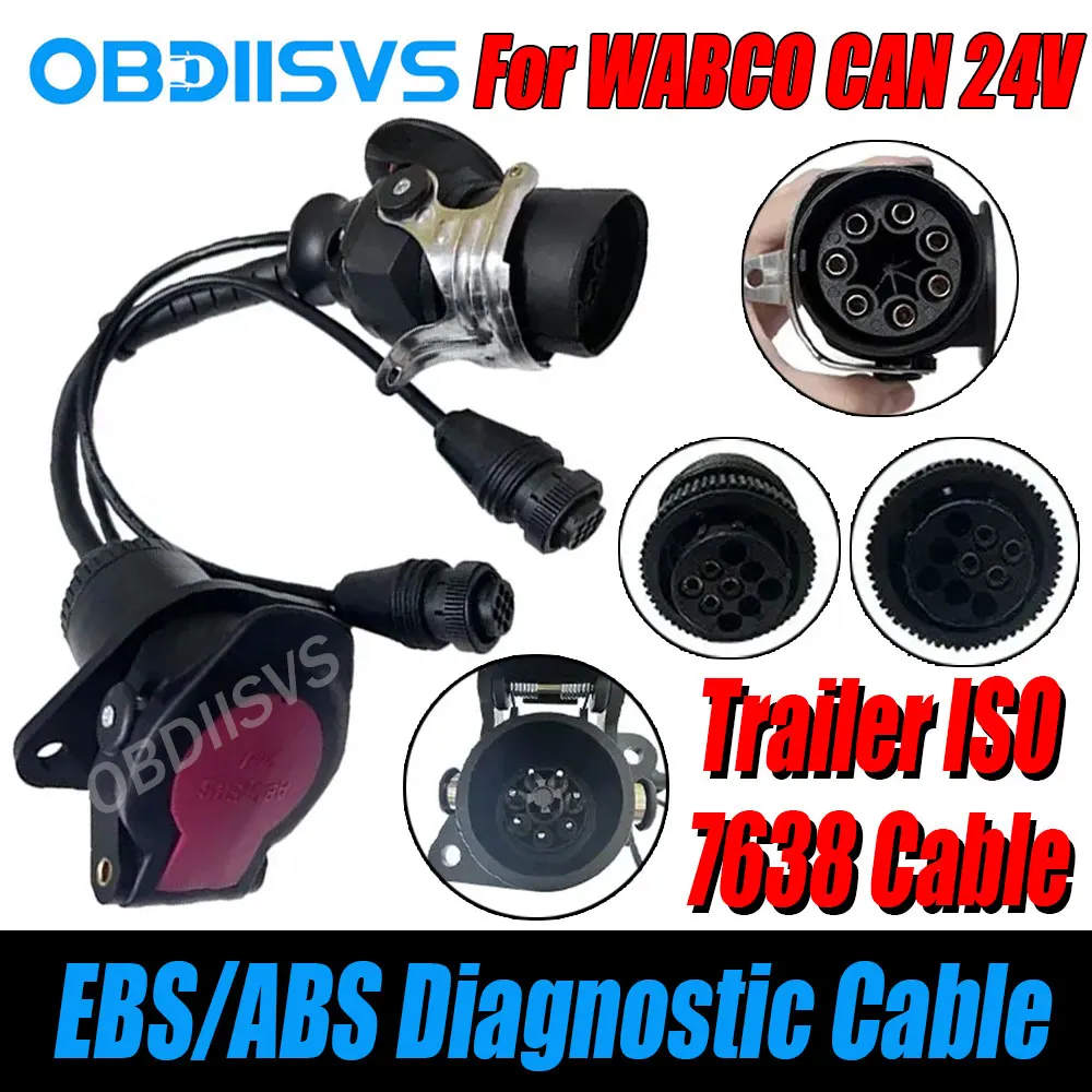 For WABCO Diagnostic Tools EBS/ABS Diagnostic Cable For Trailer ISO 7638 Cable Heavy Duty Truck 7pin 9pin Diagnostic Connector
For WABCO Diagnostic Tools EBS/ABS Diagnostic Cable For Trailer ISO 7638 Cable Heavy Duty Truck 7pin 9pin Diagnostic Connector