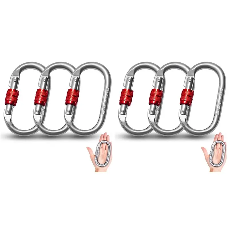 AFOURT-6 Pcs Carabiner Hooks,Large 25 KN, Heavy Duty Safety Carabiner, Stainless Steel, For Climbing, Abseiling, Hammocks, Dog
AFOURT-6 Pcs Carabiner Hooks,Large 25 KN, Heavy Duty Safety Carabiner, Stainless Steel, For Climbing, Abseiling, Hammocks, Dog