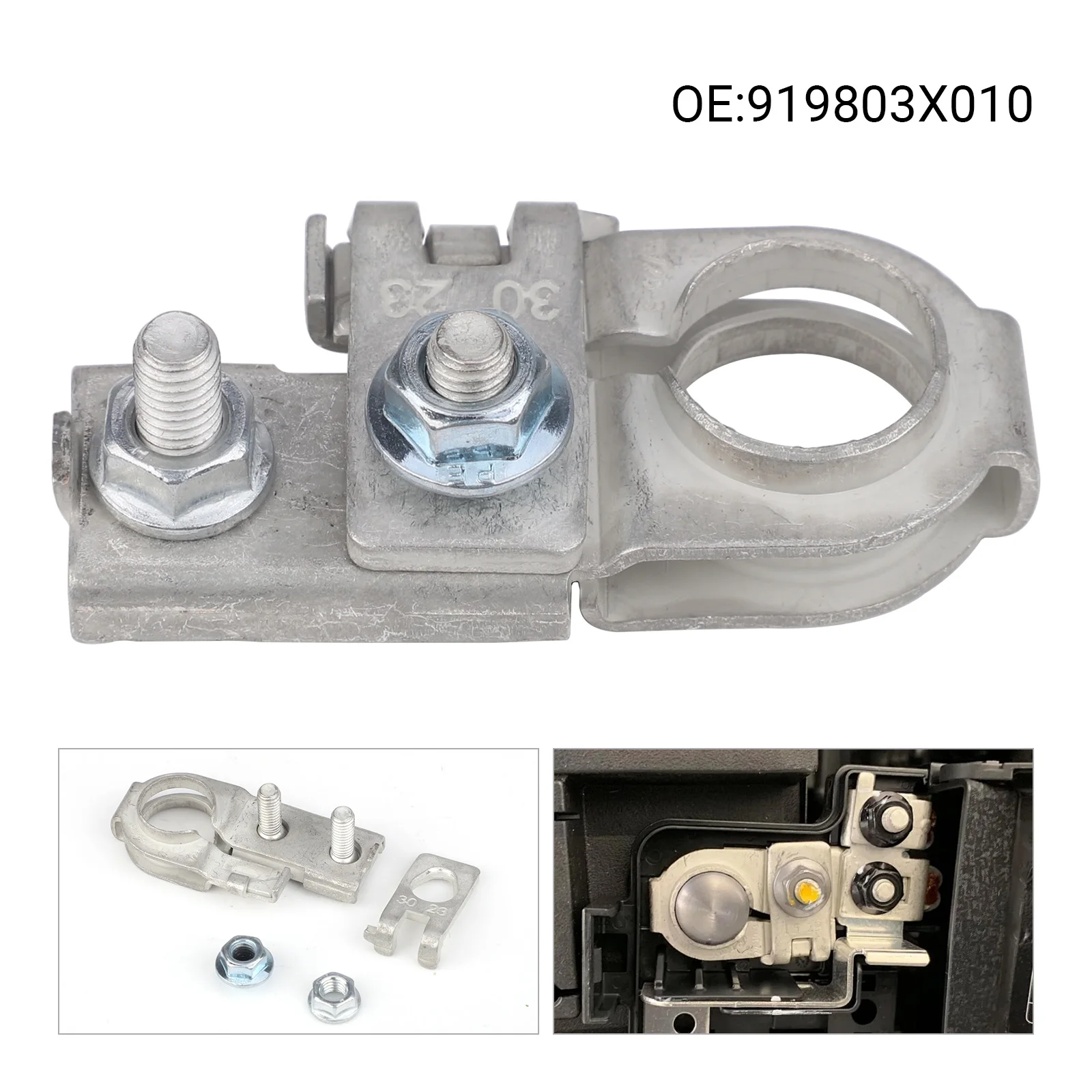 Серебряный положительный клеммный зажим аккумуляторной батареи 91980-3X010 919803X010 для Hyundai Accent, Kia Rio, Kia Sedona
Серебряный положительный клеммный зажим аккумуляторной батареи 91980-3X010 919803X010 для Hyundai Accent, Kia Rio, Kia Sedona