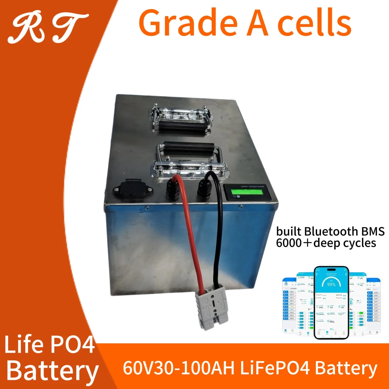 RT60V 30Ah Battery 40Ah 50Ah 60Ah 70Ah 80Ah 90Ah 100Ah Lithium Lifepo4 For 1800W 3000W Two-Wheeler Motorcycle Scooter Tricycle
RT60V 30Ah Battery 40Ah 50Ah 60Ah 70Ah 80Ah 90Ah 100Ah Lithium Lifepo4 For 1800W 3000W Two-Wheeler Motorcycle Scooter Tricycle