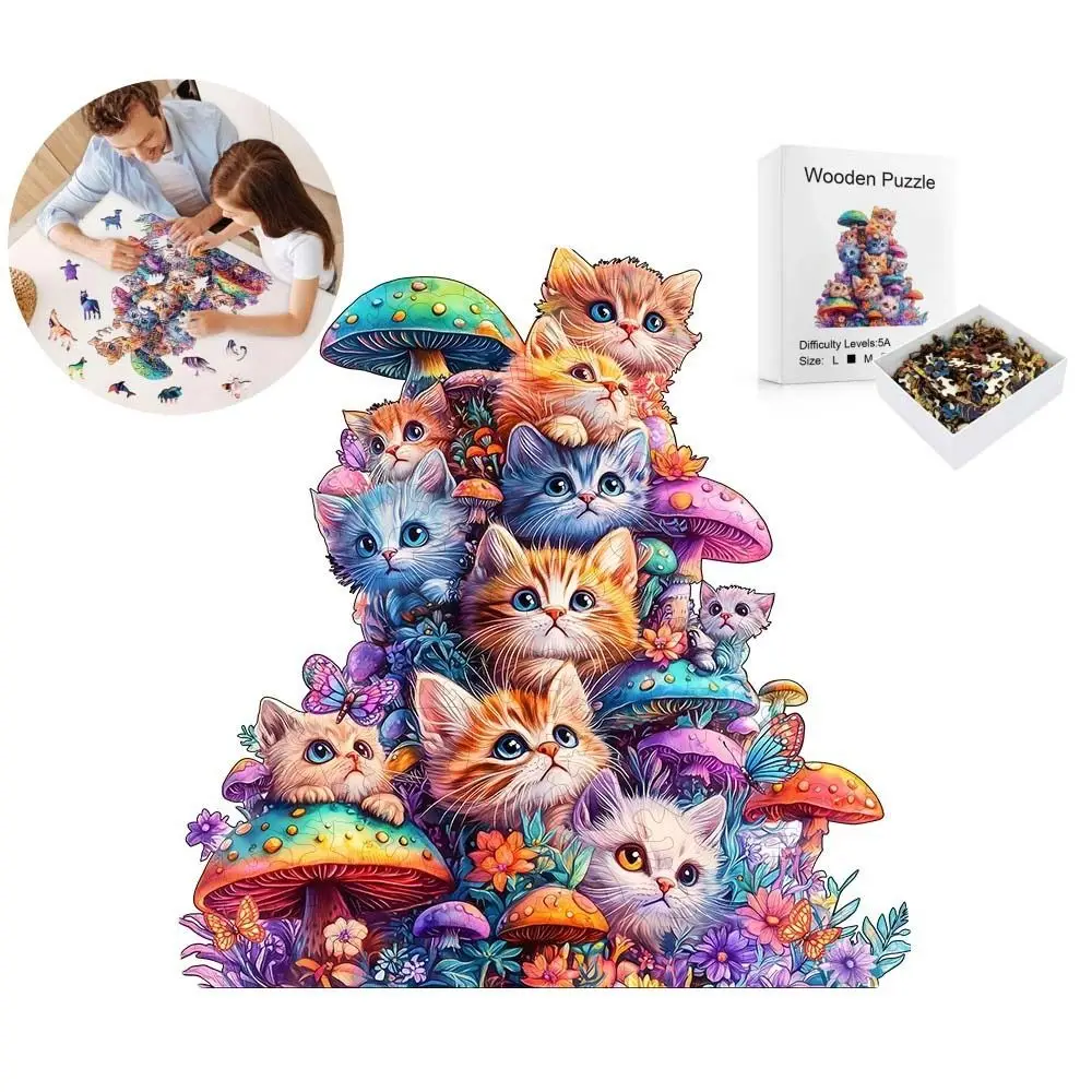 Animal Pattern Cat Puzzle Cute Mushroom Irregular Shape Adult Wooden Puzzle DIY Brain Burning Cat Wooden Jigsaw Birthday Gift
Animal Pattern Cat Puzzle Cute Mushroom Irregular Shape Adult Wooden Puzzle DIY Brain Burning Cat Wooden Jigsaw Birthday Gift