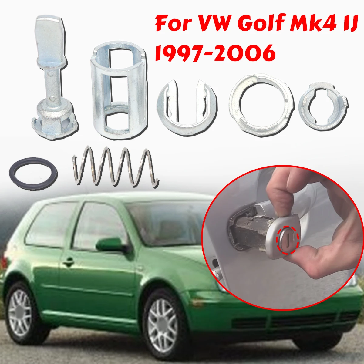 Door Handle Lock Cylinder Barrel Paddle Rubber Seal Repair Kit 44.4MM Kit for VW Golf Mk4 1J 1997-2006 Accessories Replacement
Door Handle Lock Cylinder Barrel Paddle Rubber Seal Repair Kit 44.4MM Kit for VW Golf Mk4 1J 1997-2006 Accessories Replacement