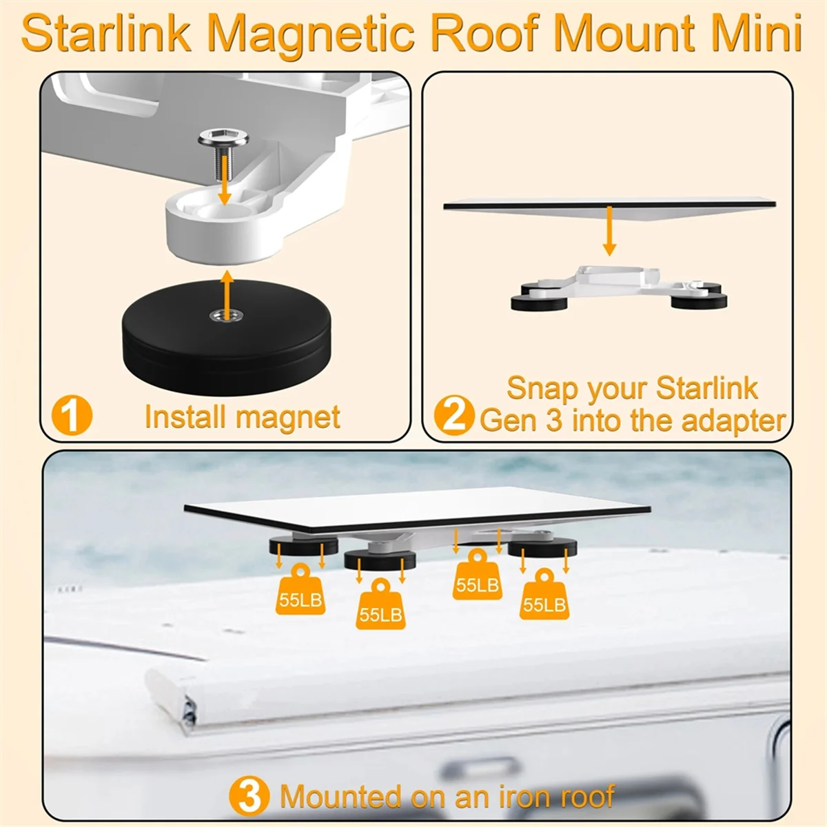 AB01 Magnetic Roof Mounting Bracket for Gen 3, 4 Magnetic Bases, Used for RVs, Boats, Trucks White
AB01 Magnetic Roof Mounting Bracket for Gen 3, 4 Magnetic Bases, Used for RVs, Boats, Trucks White