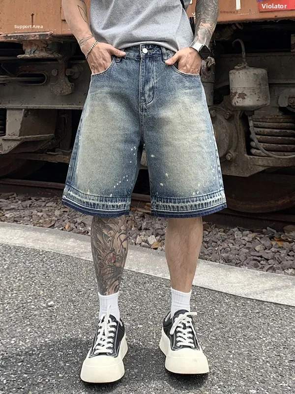 Retro Waed Heavy Du Men's Denim orts Casual Loose Straight Cut Five-Point Pants American Sle Faion Urban Leisure
Retro Waed Heavy Du Men's Denim orts Casual Loose Straight Cut Five-Point Pants American Sle Faion Urban Leisure