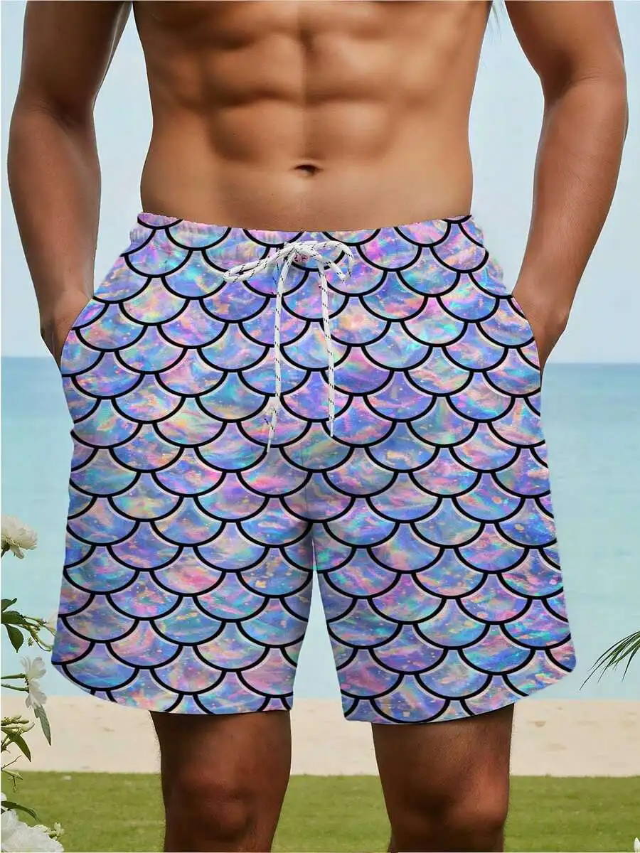Mens Holographic Iridescent Mermaid Scale Print Swim Trunks
Mens Holographic Iridescent Mermaid Scale Print Swim Trunks