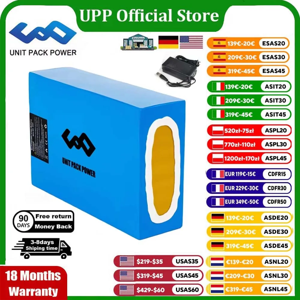 Waterproof Ebike Battery 52V 48V 36V 72V 60V 20Ah 40Ah Lithium Battery Pack with BMS For 350W 500W 750W 1000W 1500W 2000W 3000W
Waterproof Ebike Battery 52V 48V 36V 72V 60V 20Ah 40Ah Lithium Battery Pack with BMS For 350W 500W 750W 1000W 1500W 2000W 3000W