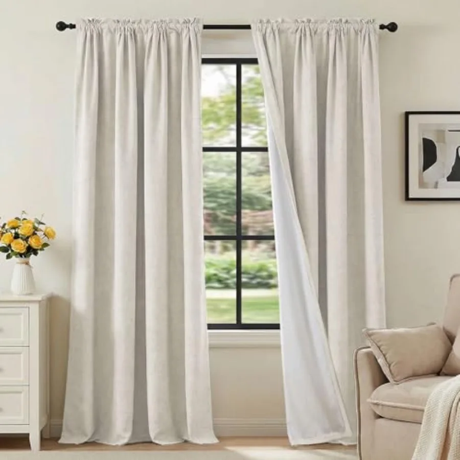 Linen Look 100% Blackout Curtains 95 Inch Long for Bedroom Full Light Blocking Rod Pocket Linen Textured Thick Window Curtain D
Linen Look 100% Blackout Curtains 95 Inch Long for Bedroom Full Light Blocking Rod Pocket Linen Textured Thick Window Curtain D