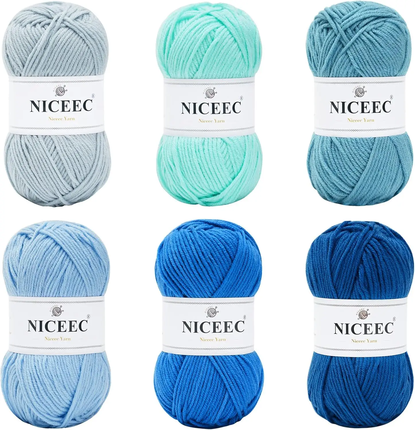 300g Soft Yarn for Crochet and Knit, Sport Weight 4 Ply Acrylic Yarn for DIY Starter Kit, 6 Colors Blue Series
300g Soft Yarn for Crochet and Knit, Sport Weight 4 Ply Acrylic Yarn for DIY Starter Kit, 6 Colors Blue Series