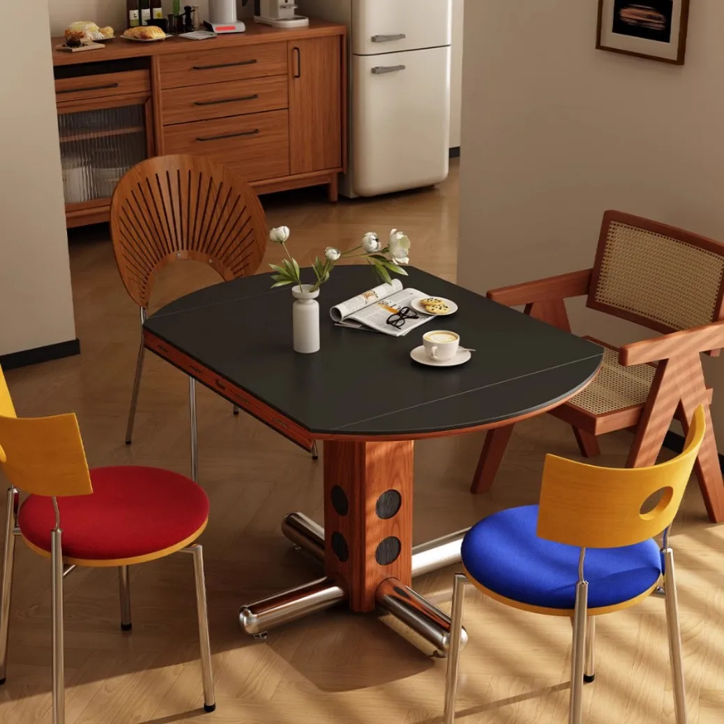 Round table foldable medieval household small apartment square and round dual-purpose ash wood rock slab dining table
Round table foldable medieval household small apartment square and round dual-purpose ash wood rock slab dining table