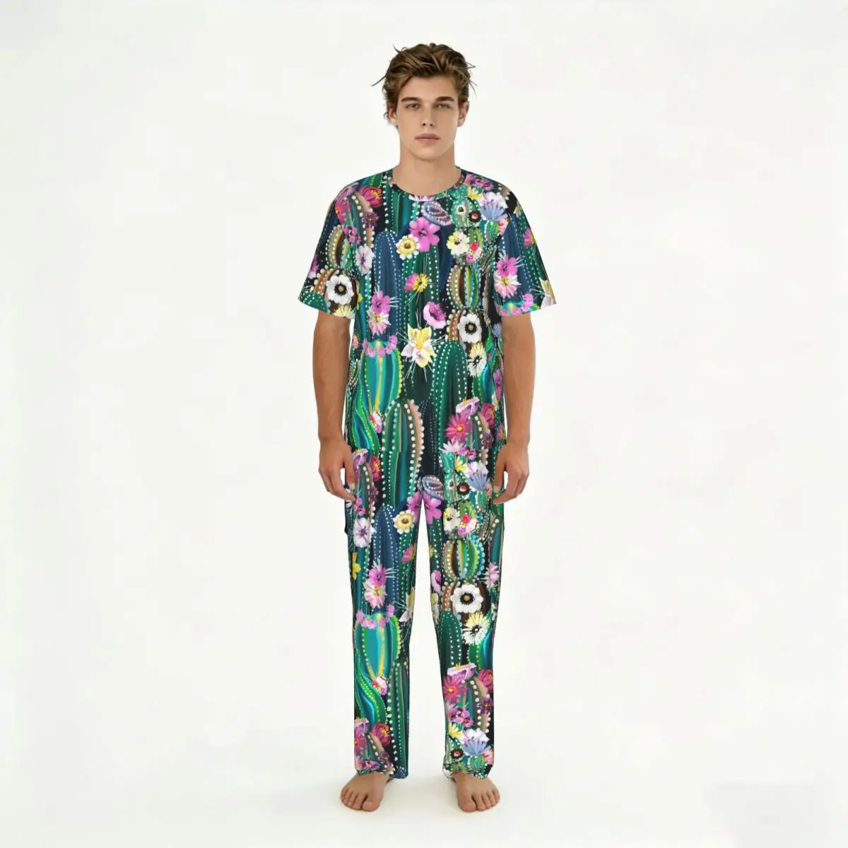 Men Pajamas Set Blooming Cactus Cacti Succulents Abstract Short Sleeve Spring Summer Lounge Sleepwear Male Nightwear
Men Pajamas Set Blooming Cactus Cacti Succulents Abstract Short Sleeve Spring Summer Lounge Sleepwear Male Nightwear