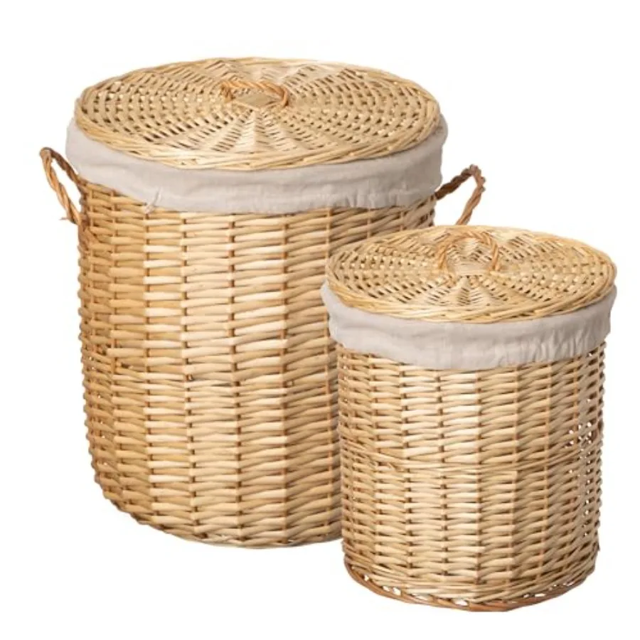 Round Willow Wicker Laundry Baskets with Lids Side Handles and Removable Fabric Liners Natural Decorative Storage Hampers for C
Round Willow Wicker Laundry Baskets with Lids Side Handles and Removable Fabric Liners Natural Decorative Storage Hampers for C