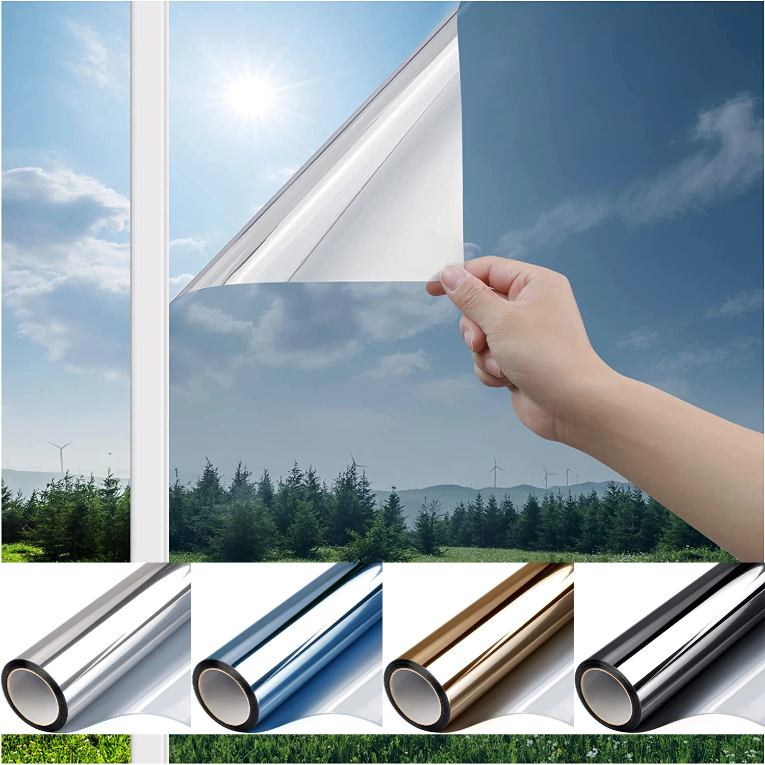 One Way Mirror Window Film Privacy Self-Adhesive Anti UV Heat Control Reflective Window Tint for Home Office Vinyl Silver
One Way Mirror Window Film Privacy Self-Adhesive Anti UV Heat Control Reflective Window Tint for Home Office Vinyl Silver