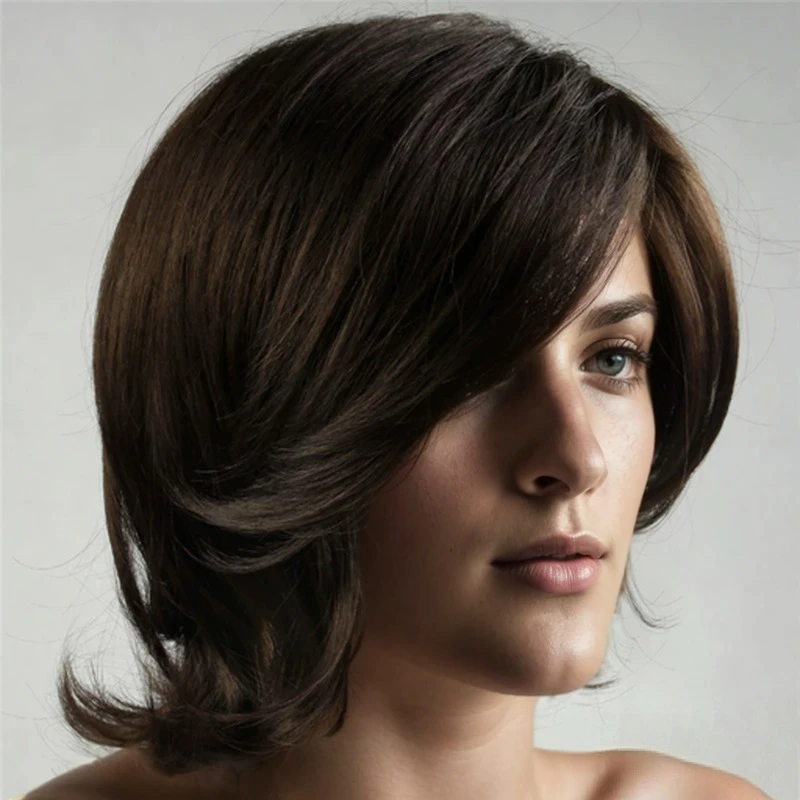 New European American style men's wig with long, outwardly curled bangs and side-parted short hair
New European American style men's wig with long, outwardly curled bangs and side-parted short hair