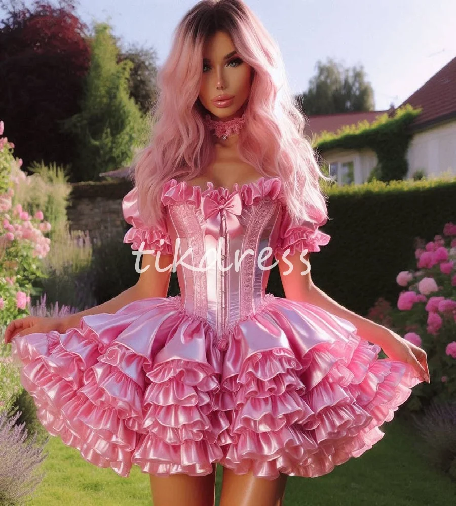 Sissy Baby Pink Lolita Prom Dress 2025 Costume Silk Satin Ruffles Maid Evening Dress Short Sleeve Cosplay Cocktail Customized
Sissy Baby Pink Lolita Prom Dress 2025 Costume Silk Satin Ruffles Maid Evening Dress Short Sleeve Cosplay Cocktail Customized