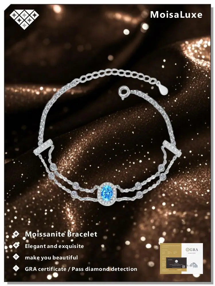 MoisaLuxe Moissanite Bracelet 925 Sterling Silver Fashion Luxury Trend Women's Double Chain Bracelets Fine Jewelry GRA
MoisaLuxe Moissanite Bracelet 925 Sterling Silver Fashion Luxury Trend Women's Double Chain Bracelets Fine Jewelry GRA