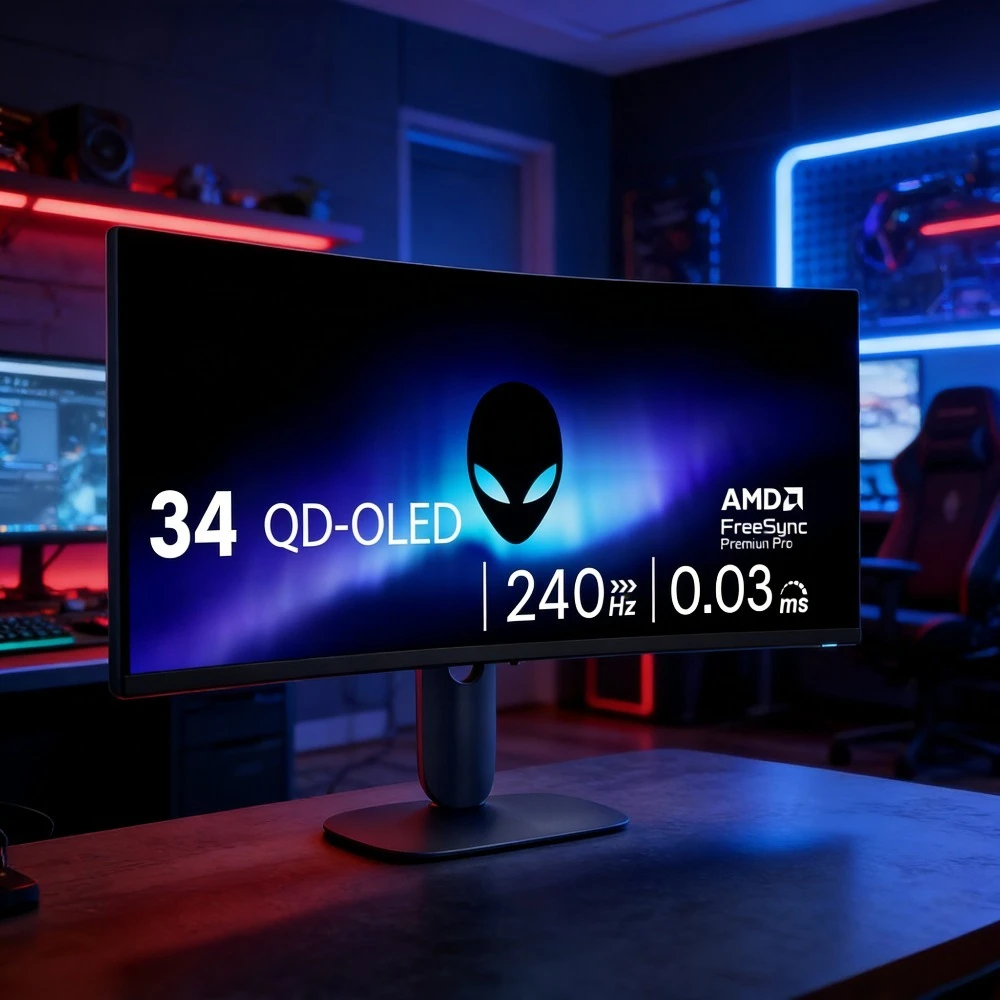 34,2-дюймовый изогнутый игровой монитор QD OLED с частотой 240 Гц, разрешением WQHD 3440x1440, временем отклика 0,03 мс, изгибом 1800R, FreeSync Premium Pro, HDR, TrueBlack 400
34,2-дюймовый изогнутый игровой монитор QD OLED с частотой 240 Гц, разрешением WQHD 3440x1440, временем отклика 0,03 мс, изгибом 1800R, FreeSync Premium Pro, HDR, TrueBlack 400