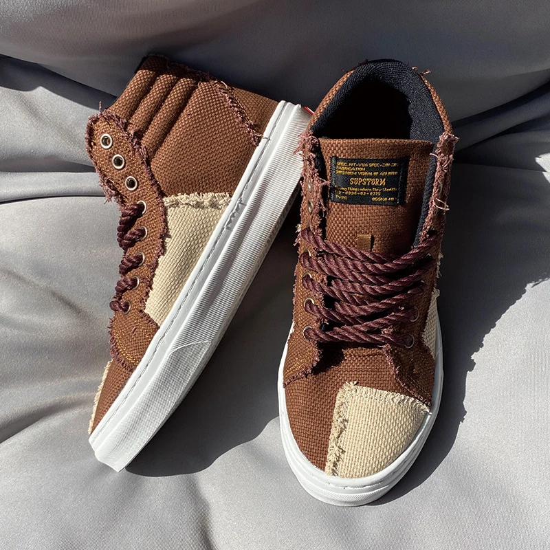 Men Women High Top Canvas Shoes 36-48 Large Size Heart Patchwork Skate Shoes Couple Sneakers Brown Beige Fringe Casual Street Fo
Men Women High Top Canvas Shoes 36-48 Large Size Heart Patchwork Skate Shoes Couple Sneakers Brown Beige Fringe Casual Street Fo