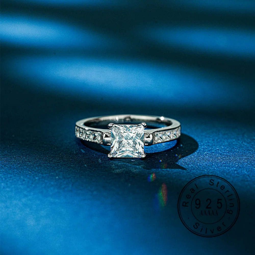 925 Sterling Silver 1.2CT Princess Cut Moissanite Engagement Ring with Side Stones Promise Band for Women Fine Jewelry
925 Sterling Silver 1.2CT Princess Cut Moissanite Engagement Ring with Side Stones Promise Band for Women Fine Jewelry