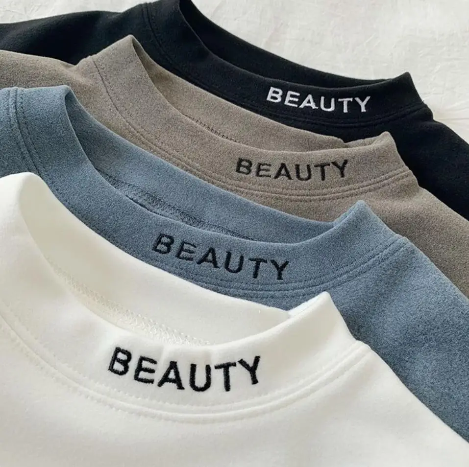 Fall/Winter Girls Solid Color Long-sleeved O-Collar T-shirt for Women Student High collar Plus Velvet Thick Bottoming Shirt
Fall/Winter Girls Solid Color Long-sleeved O-Collar T-shirt for Women Student High collar Plus Velvet Thick Bottoming Shirt
