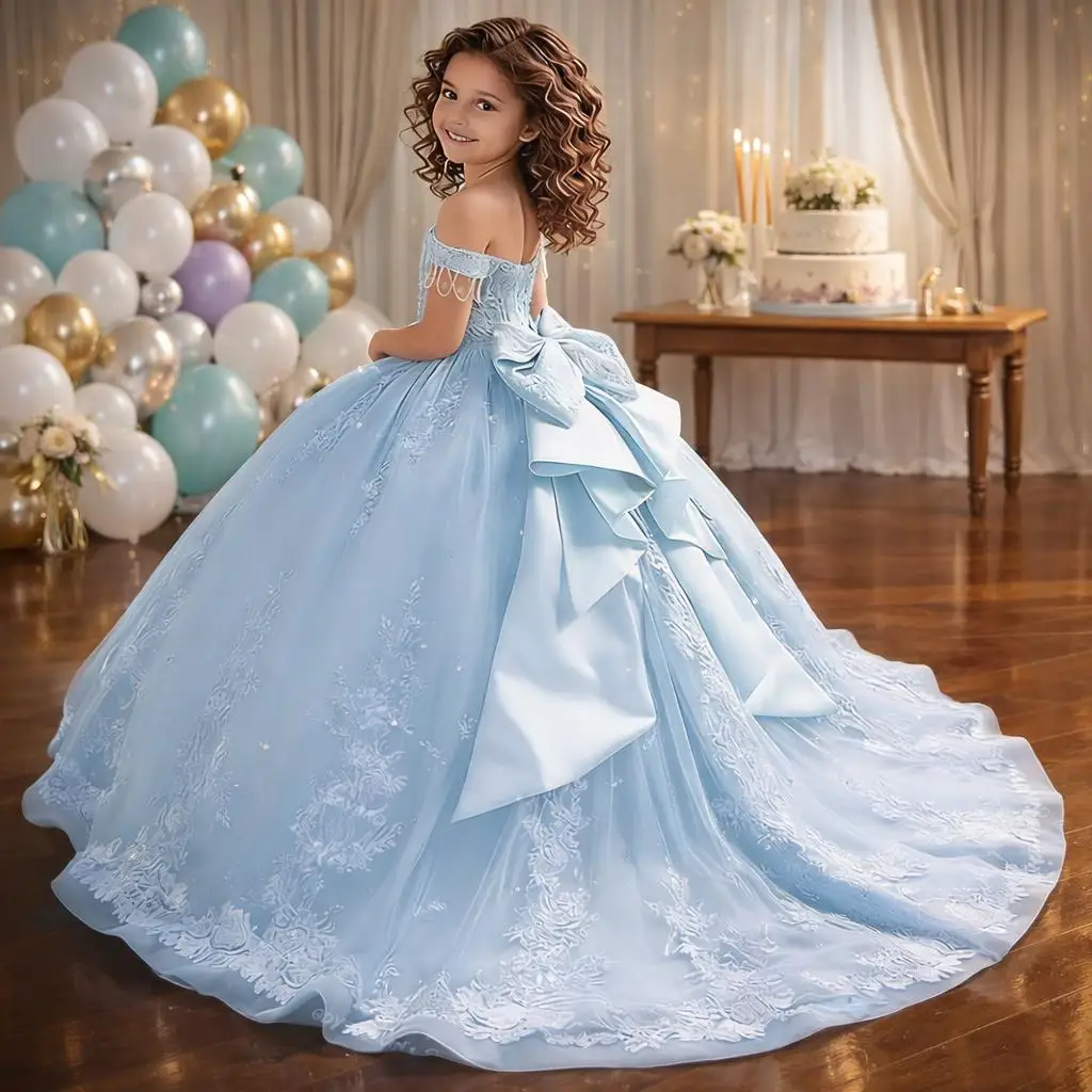Princess Off Shoulder Flower Girl Dress for Wedding Kids Lace Appliqued Tulle Pageant Dress Customized Birthday Party Ball Gown
Princess Off Shoulder Flower Girl Dress for Wedding Kids Lace Appliqued Tulle Pageant Dress Customized Birthday Party Ball Gown
