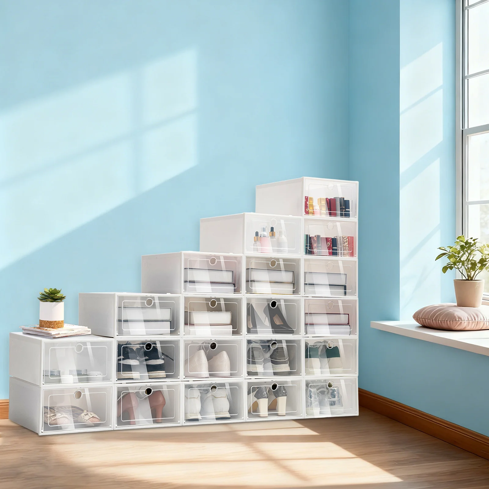 20 Large-Sized Angel Shoe Boxes White Rectangle Multiple Shoe Boxes Foldable Shoe Cabinet for Accessories Bedding Toys Cables
20 Large-Sized Angel Shoe Boxes White Rectangle Multiple Shoe Boxes Foldable Shoe Cabinet for Accessories Bedding Toys Cables