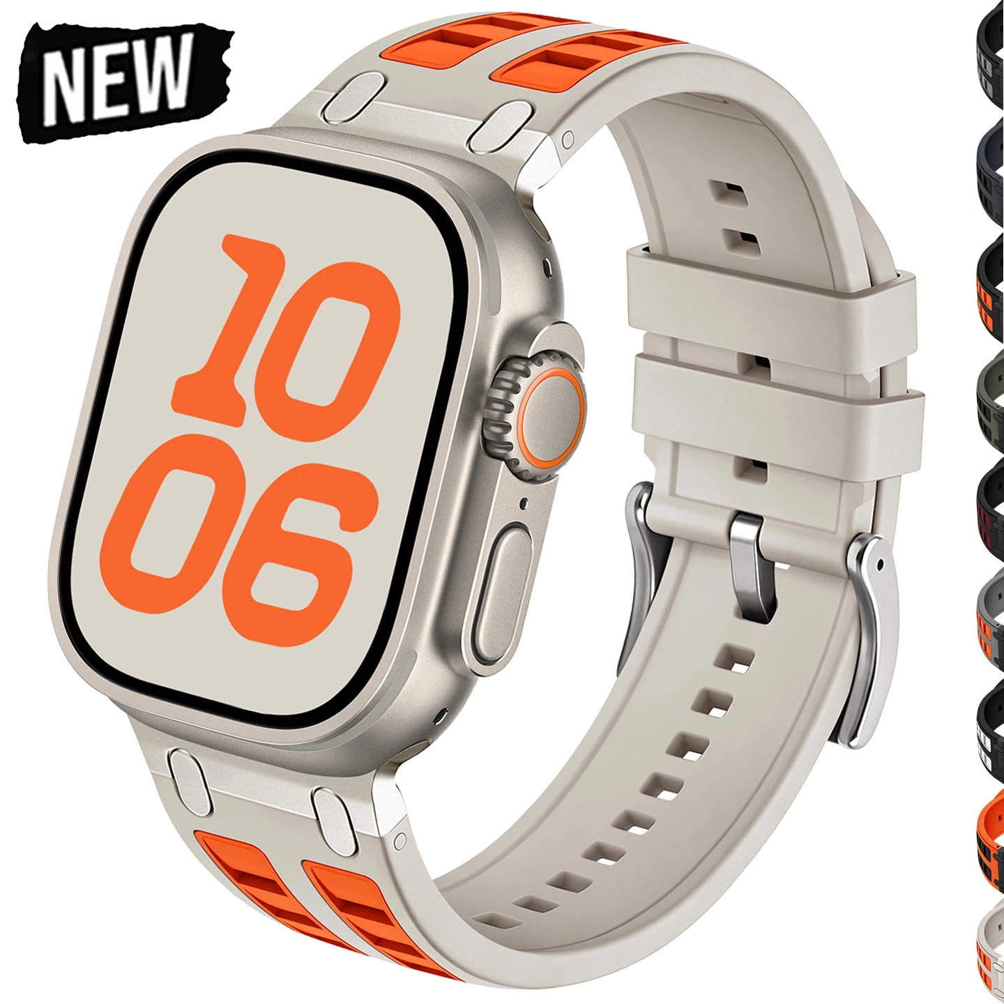 Metal Head Silicone Band for Apple Watch Ultra 3 49mm 46mm 42mm 45mm 44mm 40mm Rubber Strap for Iwatch Series 11 10 9 8 7 6 5 SE
Metal Head Silicone Band for Apple Watch Ultra 3 49mm 46mm 42mm 45mm 44mm 40mm Rubber Strap for Iwatch Series 11 10 9 8 7 6 5 SE