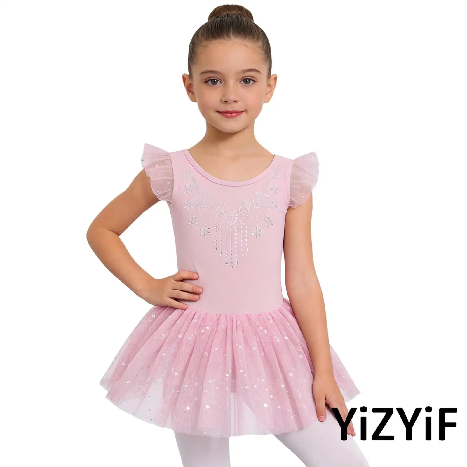 Kids Girls Ballet Dance Dress Ruffle Sleeves Bow Back Shiny Rhinestones Bodice Sequins Tulle Dress Gymnastics Lyrical Dancewear
Kids Girls Ballet Dance Dress Ruffle Sleeves Bow Back Shiny Rhinestones Bodice Sequins Tulle Dress Gymnastics Lyrical Dancewear