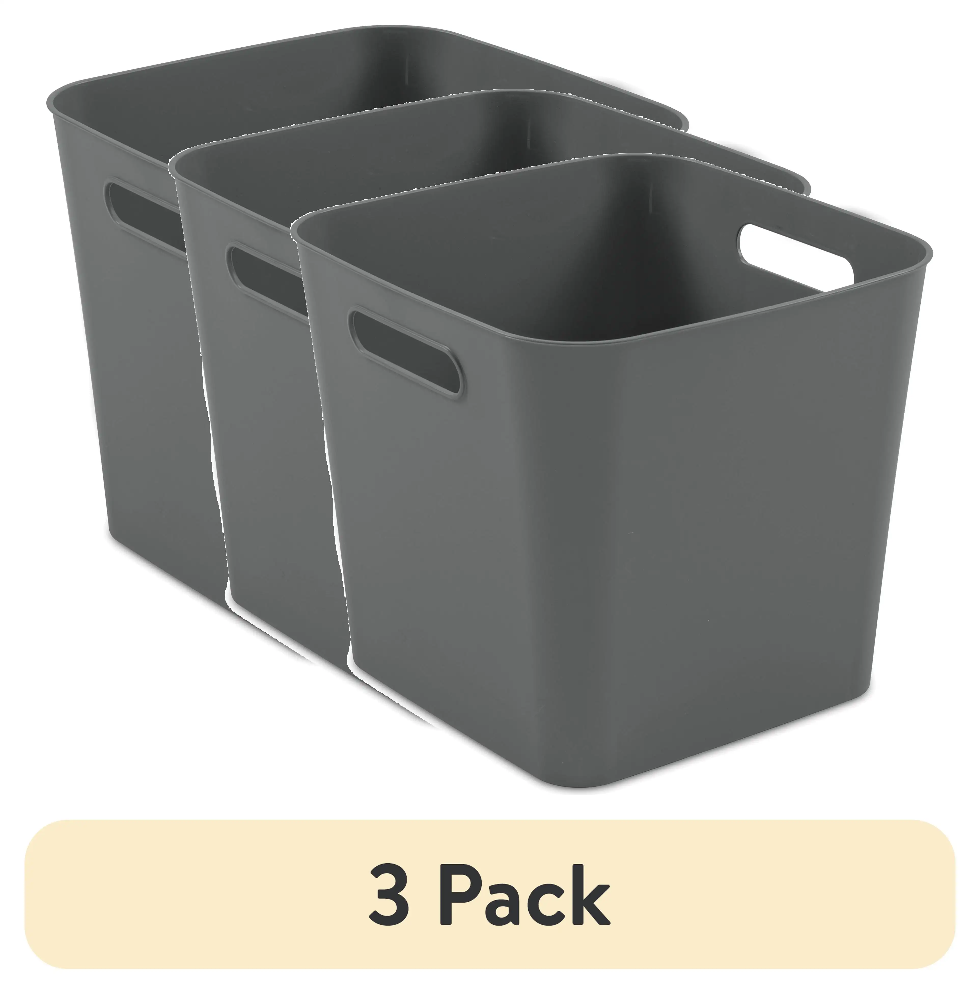 3-Pack Gray Plastic Cube Storage Bins, 11x10 Inch
3-Pack Gray Plastic Cube Storage Bins, 11x10 Inch